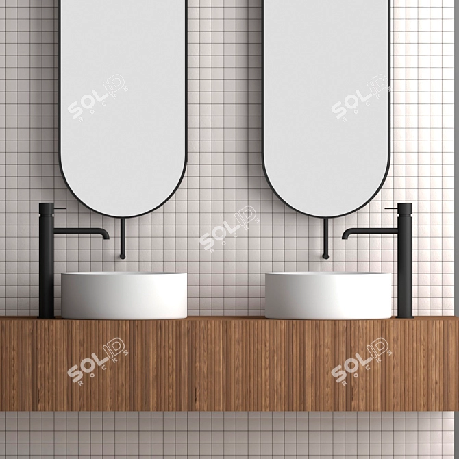 Industrial Loft Style Bathroom Set 3D model image 3