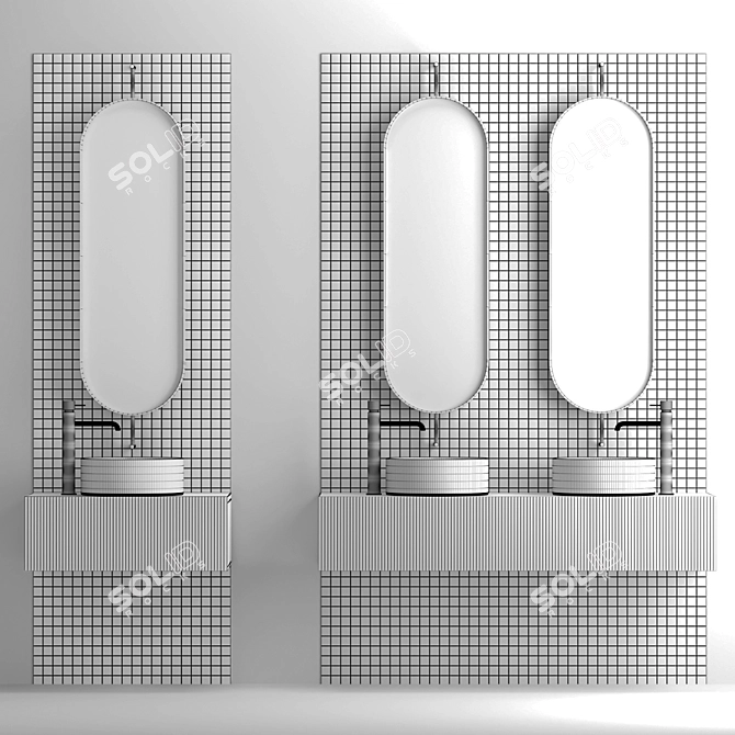 Industrial Loft Style Bathroom Set 3D model image 4