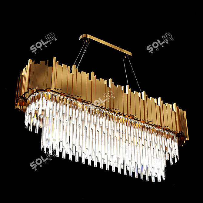 Elegant Gold Plated Crystal Chandelier 3D model image 2