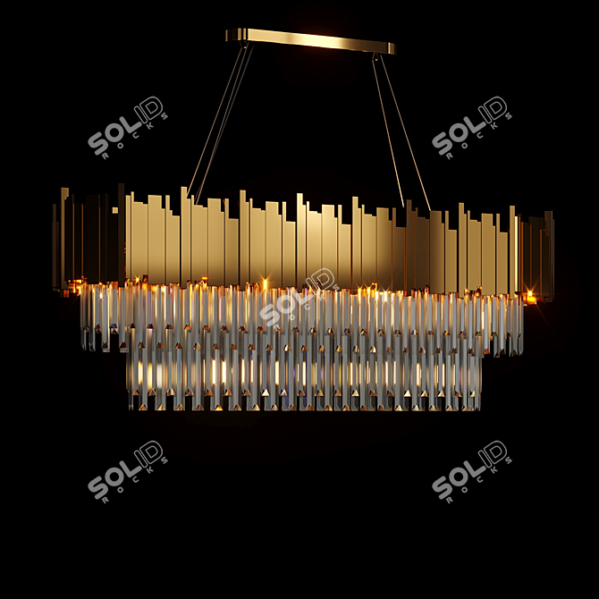 Elegant Gold Plated Crystal Chandelier 3D model image 5