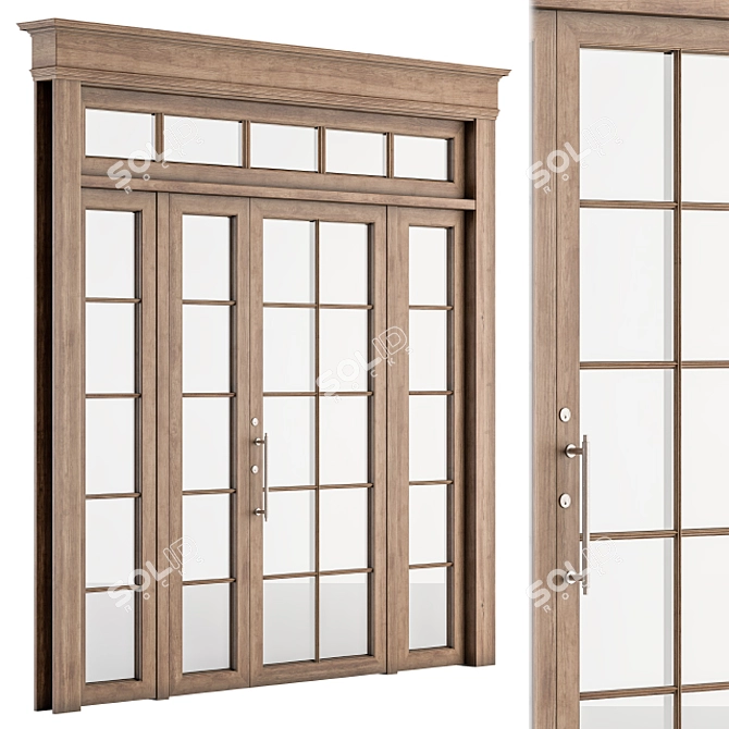 Neo Classic Glass & Wood Door 3D model image 1