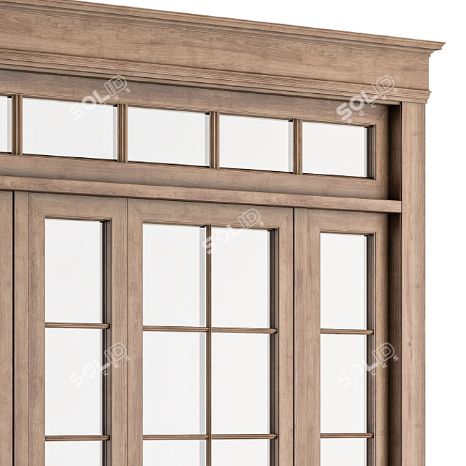 Neo Classic Glass & Wood Door 3D model image 2