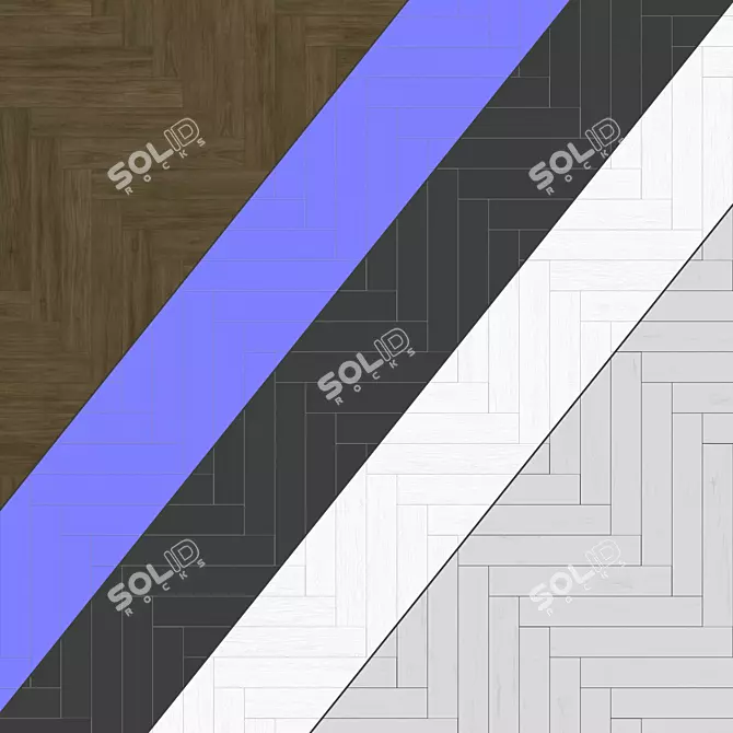 Patterned Parquet Flooring: Standard and Herringbone 3D model image 4