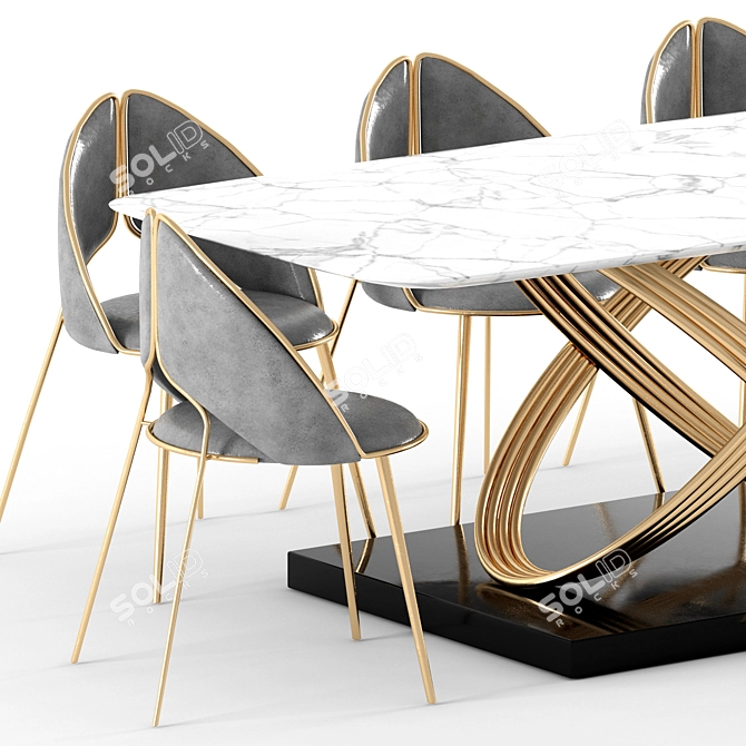 Sleek Gold Dining Chair: Modern PU Leather & Stainless Steel 3D model image 3