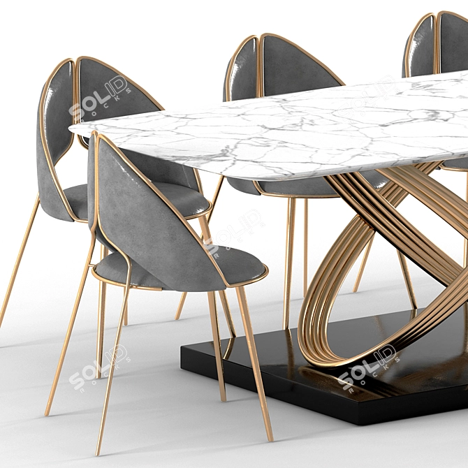 Sleek Gold Dining Chair: Modern PU Leather & Stainless Steel 3D model image 4