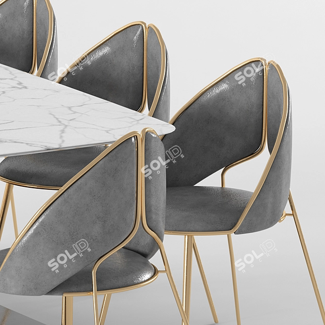 Sleek Gold Dining Chair: Modern PU Leather & Stainless Steel 3D model image 5