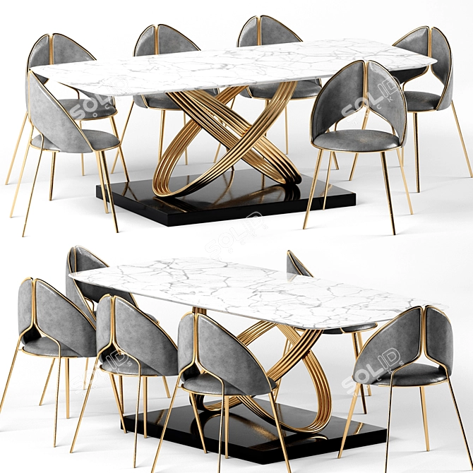 Sleek Gold Dining Chair: Modern PU Leather & Stainless Steel 3D model image 7