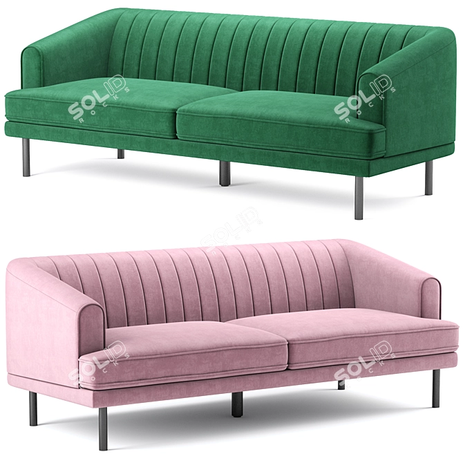 Luxurious Rory Velvet Sofa: Meridian Furnit. 3D model image 3