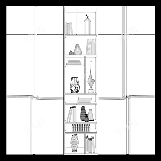 Modern Open Shelving Wardrobe 3D model image 2