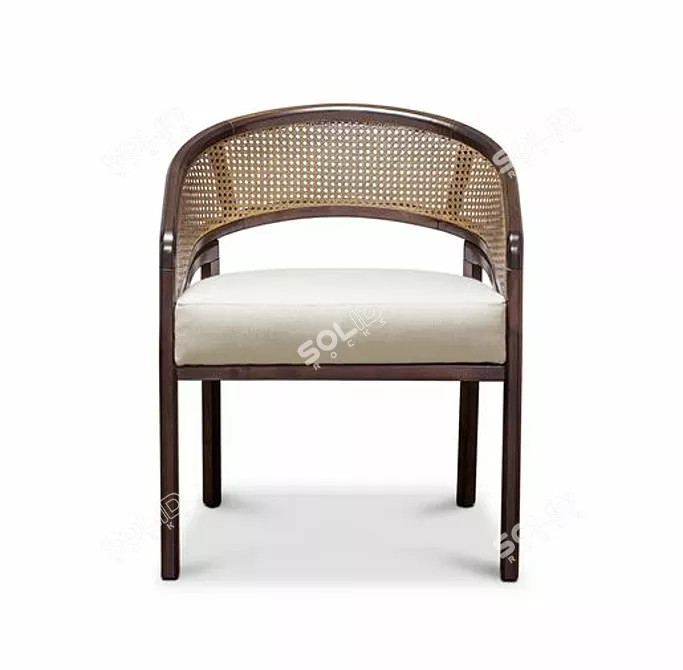 Rustic Rattan Spencer Chair 3D model image 1