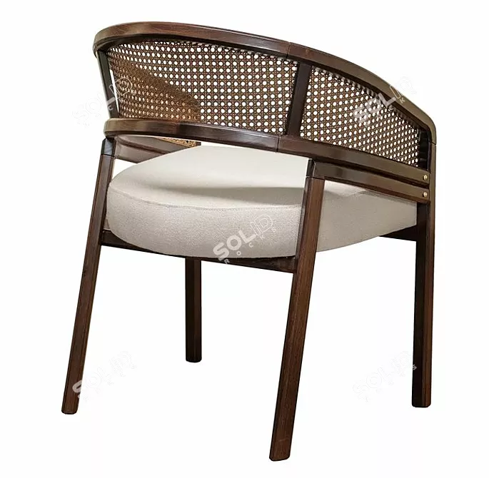 Rustic Rattan Spencer Chair 3D model image 2