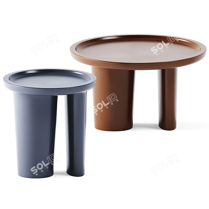 Sleek Metal Coffee Tables 3D model image 2