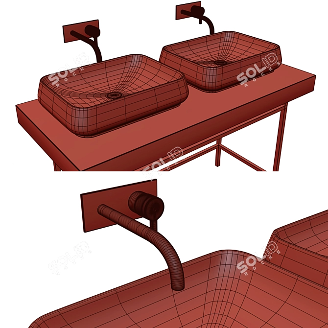 ABK BATH DESIGN Set H: Sleek Multi-texture Washbasin 3D model image 7