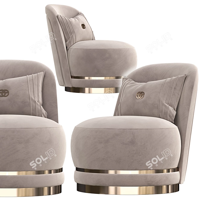 Perla Velvet Accent Armchair 3D model image 6