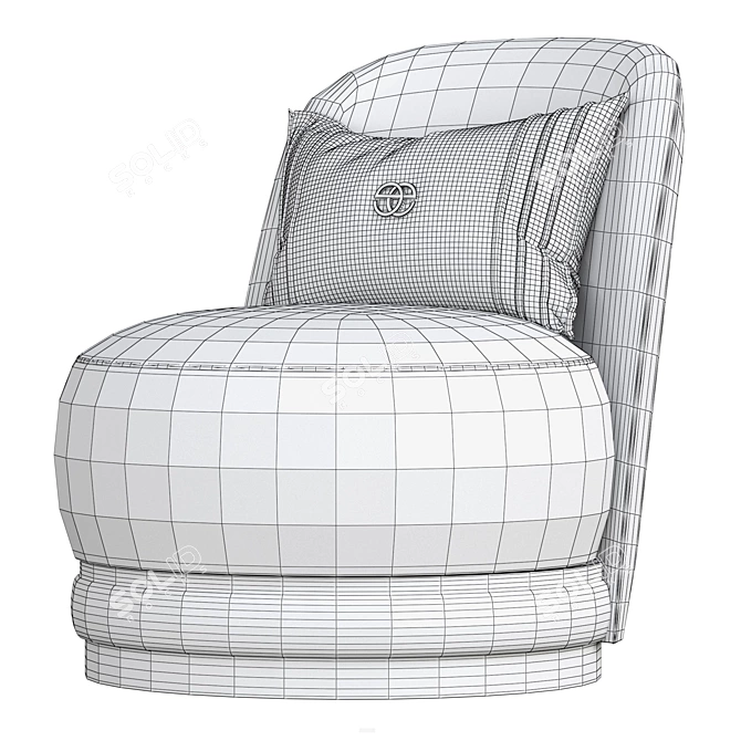 Perla Velvet Accent Armchair 3D model image 7