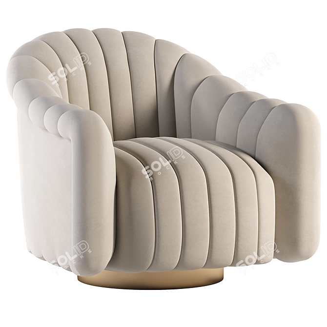 Elegant Gray Velvet Swivel Chair 3D model image 1