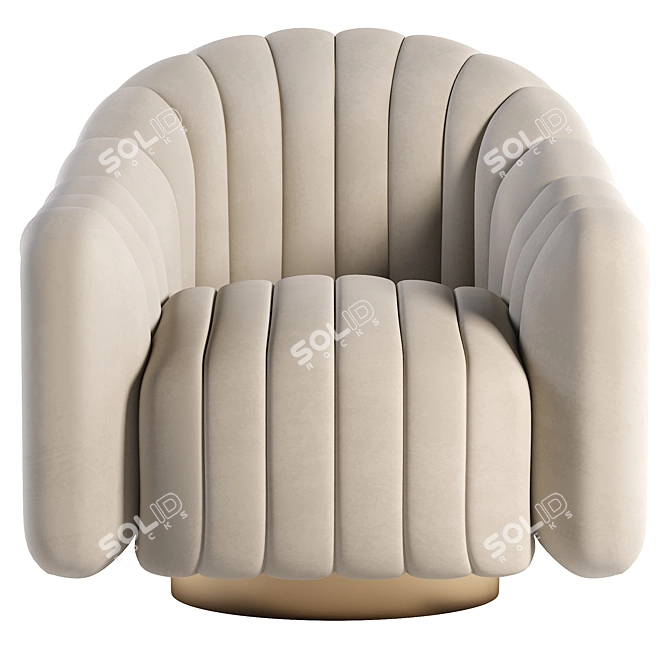 Elegant Gray Velvet Swivel Chair 3D model image 2