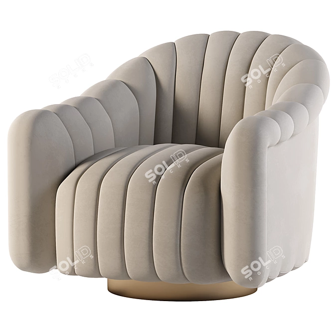 Elegant Gray Velvet Swivel Chair 3D model image 3