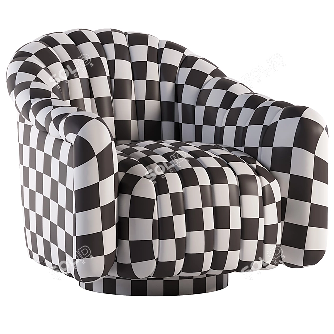 Elegant Gray Velvet Swivel Chair 3D model image 5