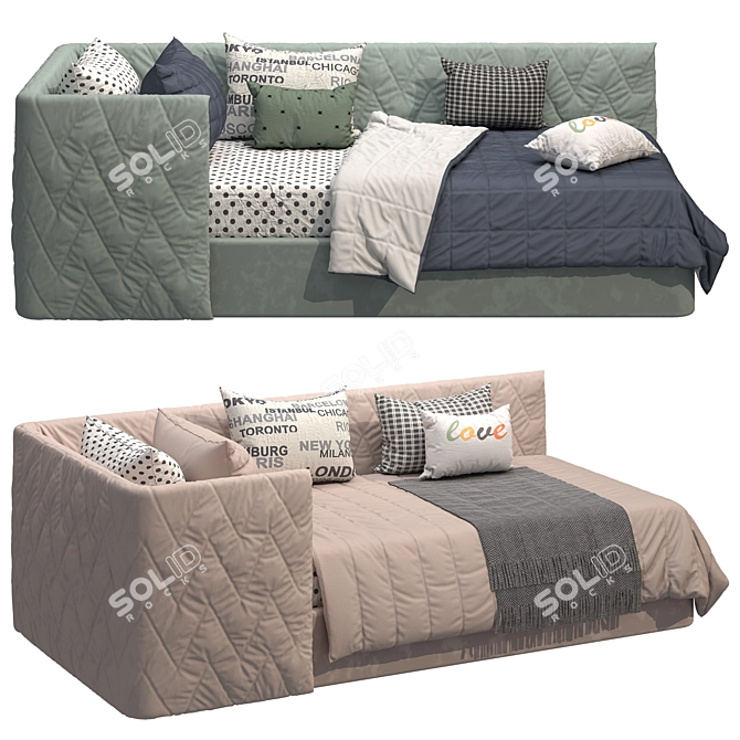 Dual-Color Archive Bed 3D model image 1