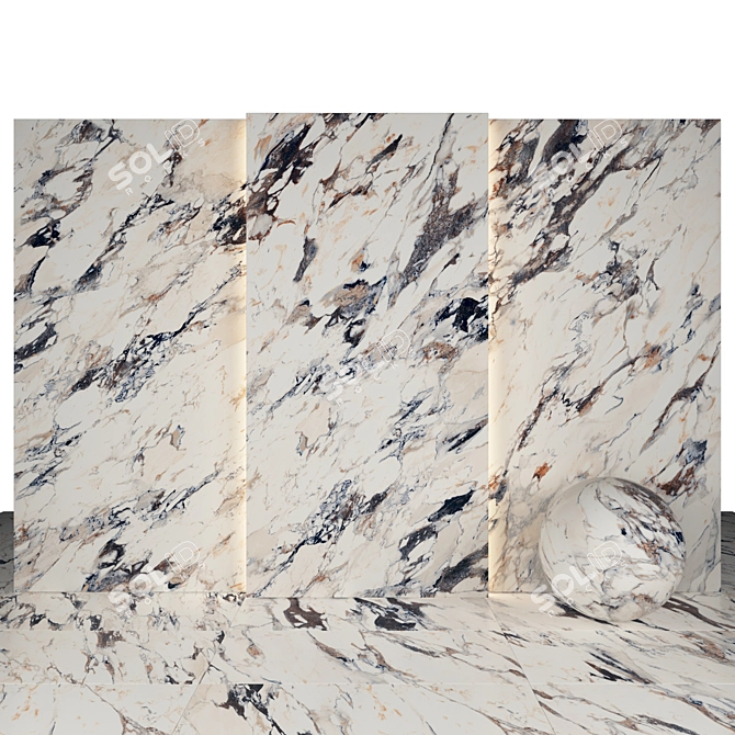 Breccia Glossy Marble: Elegant Texture for Versatile Applications 3D model image 1
