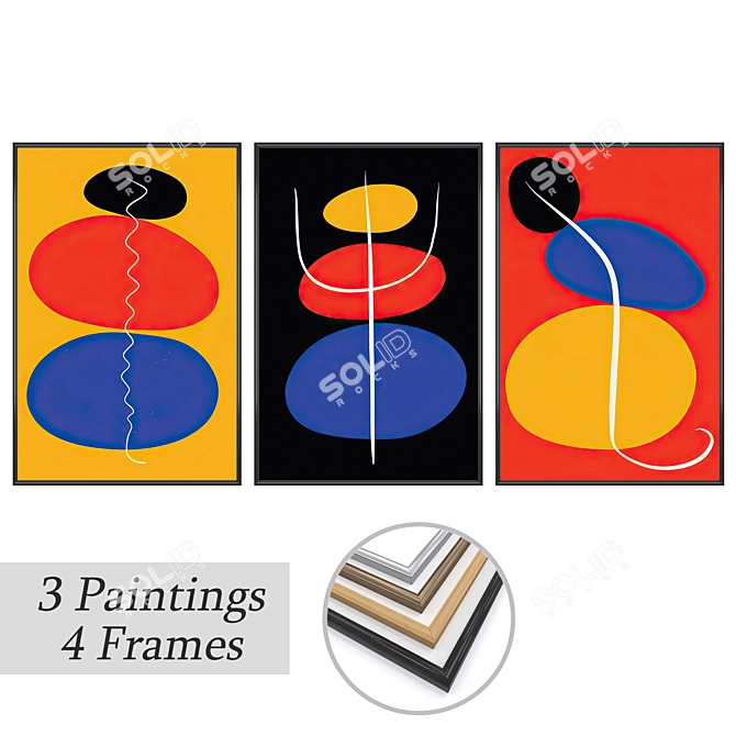 Elegant Wall Art Set with Multiple Frames 3D model image 1