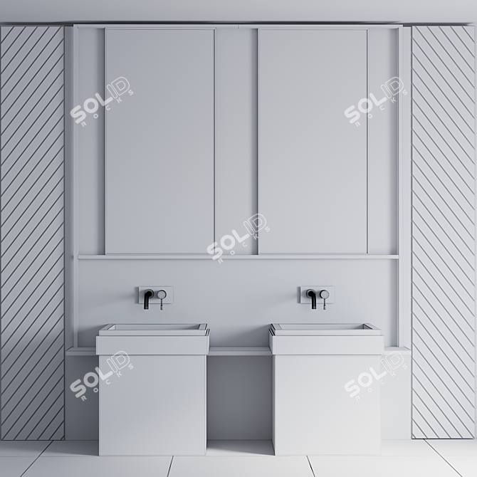 Sleek Bathroom Vanity Set 3D model image 4