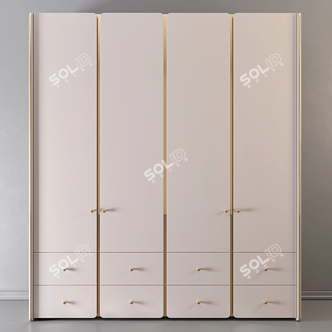 Sleek 71-Inch Wardrobe 3D model image 2