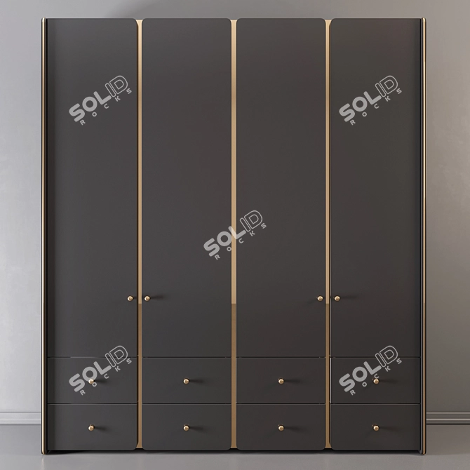 Sleek 71-Inch Wardrobe 3D model image 3