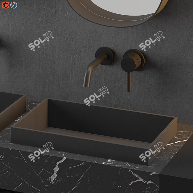 Modern Gray Bathroom Set 3D model image 4