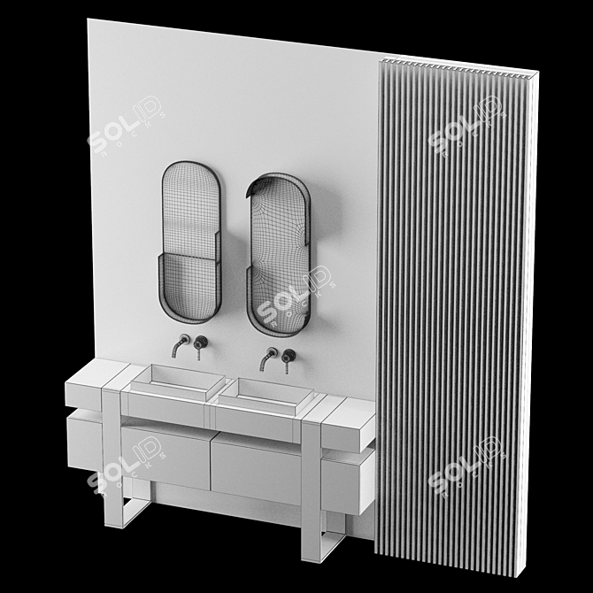 Modern Gray Bathroom Set 3D model image 6