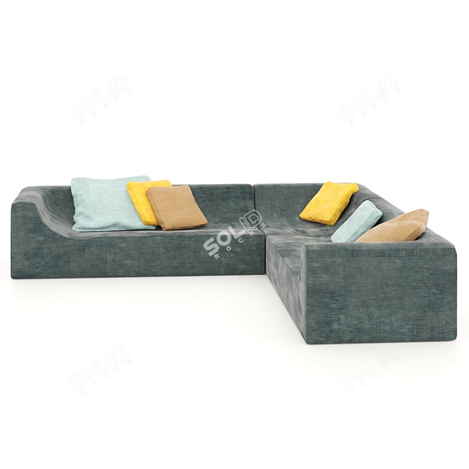 Low Poly Corner Sofa, Sectional 3D model image 2