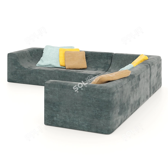 Low Poly Corner Sofa, Sectional 3D model image 4