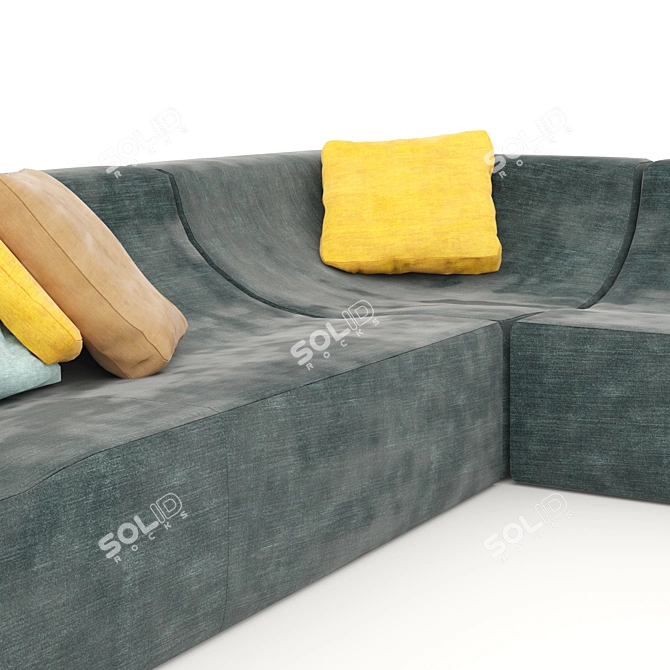 Low Poly Corner Sofa, Sectional 3D model image 5