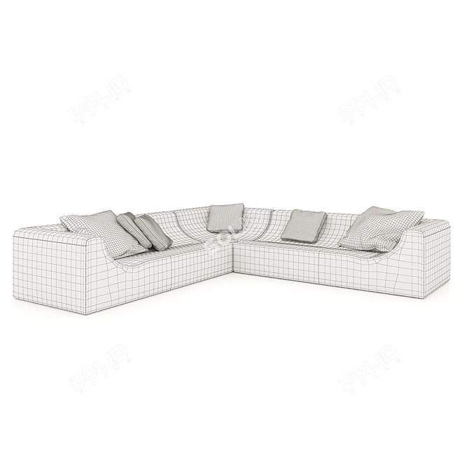 Low Poly Corner Sofa, Sectional 3D model image 6
