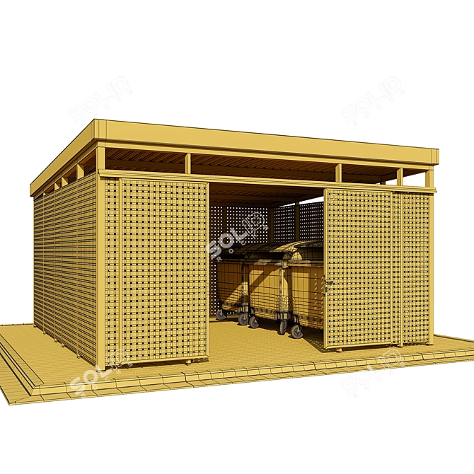Modular Trash Canopy Set: Metal & Concrete Boxes 3D model image 5