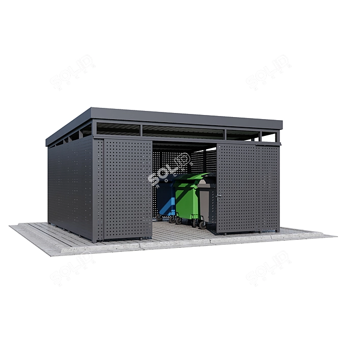 Modular Trash Canopy Set: Metal & Concrete Boxes 3D model image 6