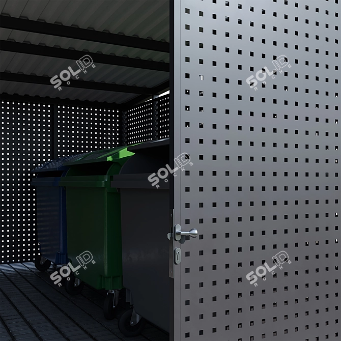 Modular Trash Canopy Set: Metal & Concrete Boxes 3D model image 7