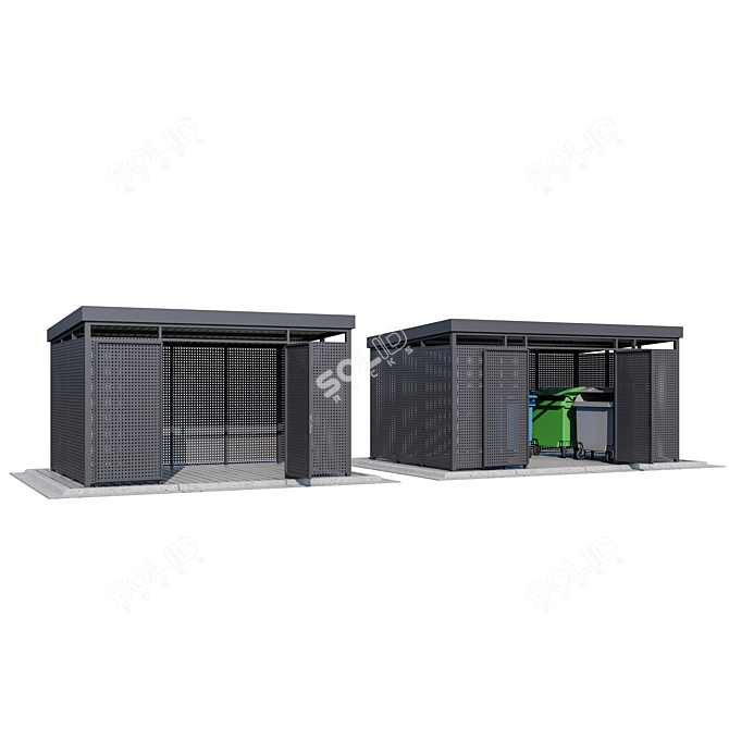 Modular Perforated Trash Canopy Set 3D model image 7