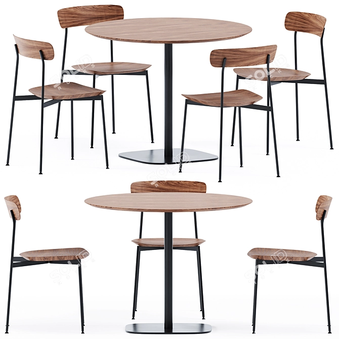 Sleek Round Dining Table 3D model image 1