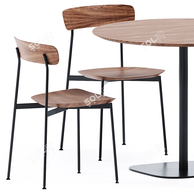 Sleek Round Dining Table 3D model image 3