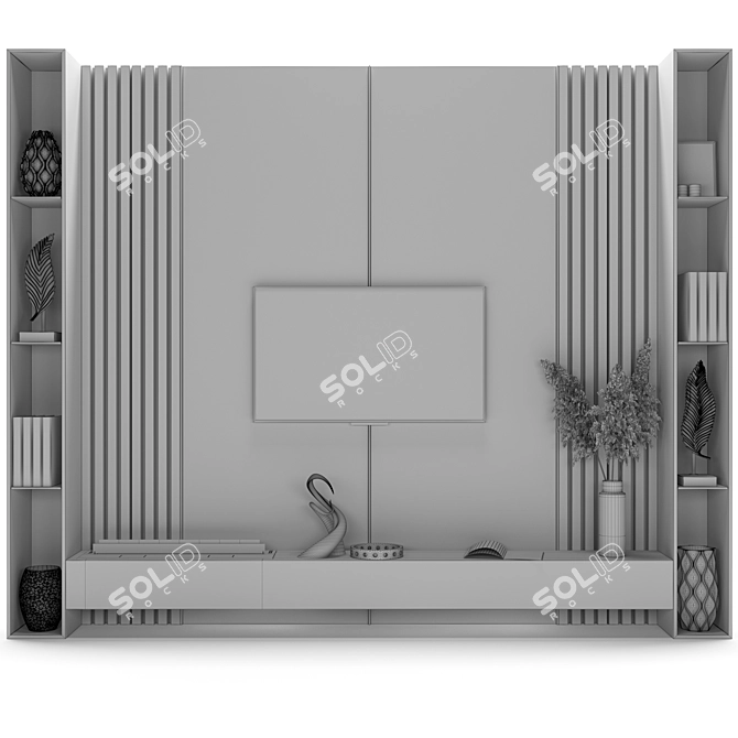 Modern TV Wall with Decor and Bio Fireplace 3D model image 5