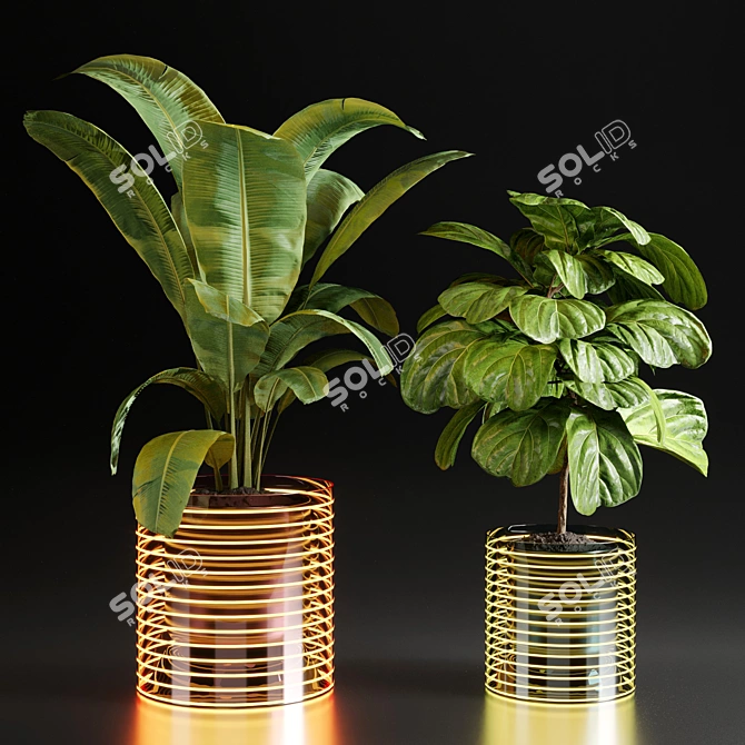 Modern Glass Vase Indoor Plant 3D model image 2