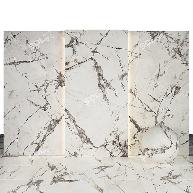 Sleek Gray Marble Tiles 3D model image 1