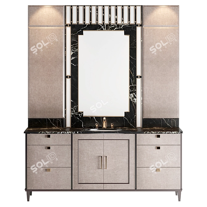 Elegant Brass-Trimmed Vanity 3D model image 1