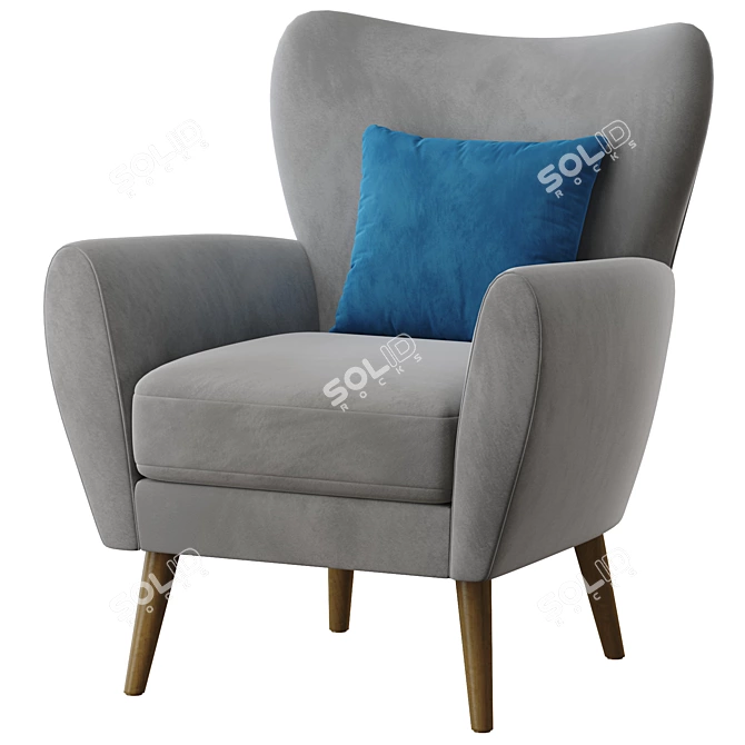 Modern Wilson Accent Chair with Light Legs 3D model image 1