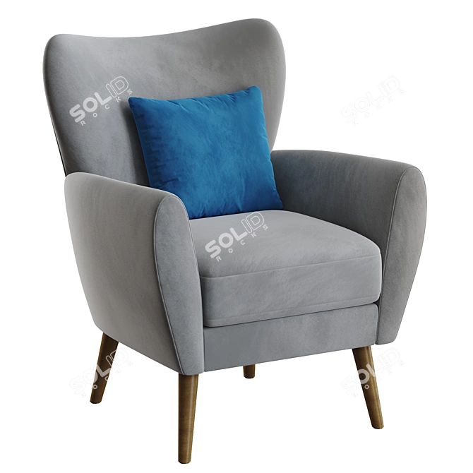 Modern Wilson Accent Chair with Light Legs 3D model image 3