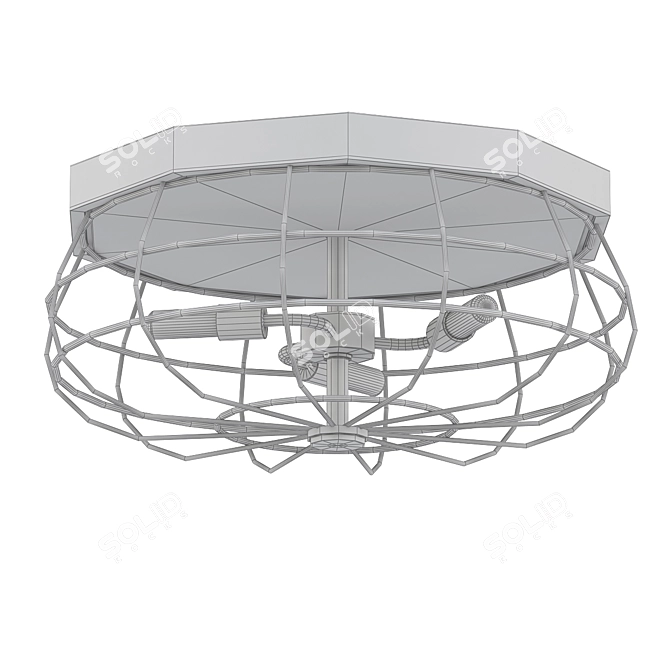 Bronze Industrial Cage Ceiling Light 3D model image 2