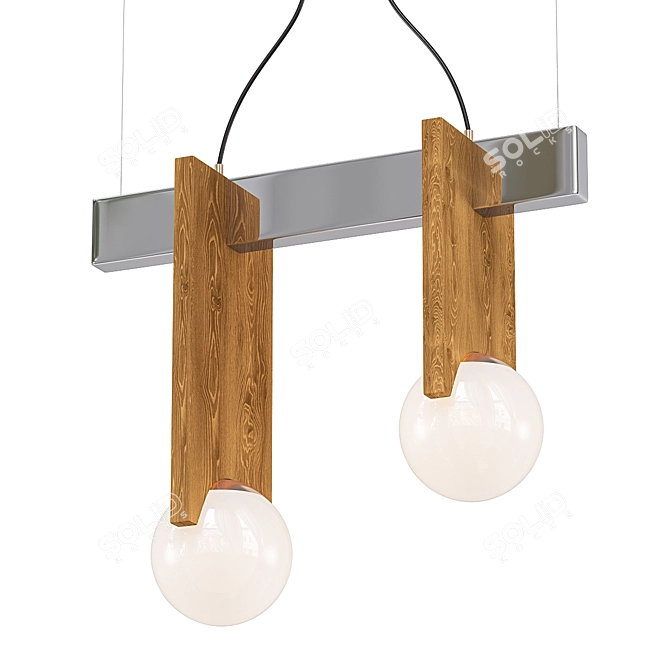 Elegant Wooden Pendant Light 3D model image 1