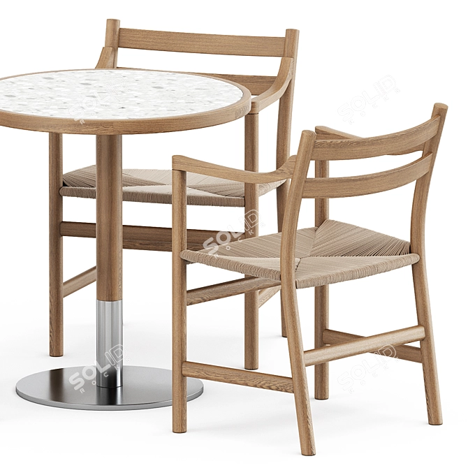 Scandinavian Charm: CH46 & CH47 Chairs + Briscola Table 3D model image 2